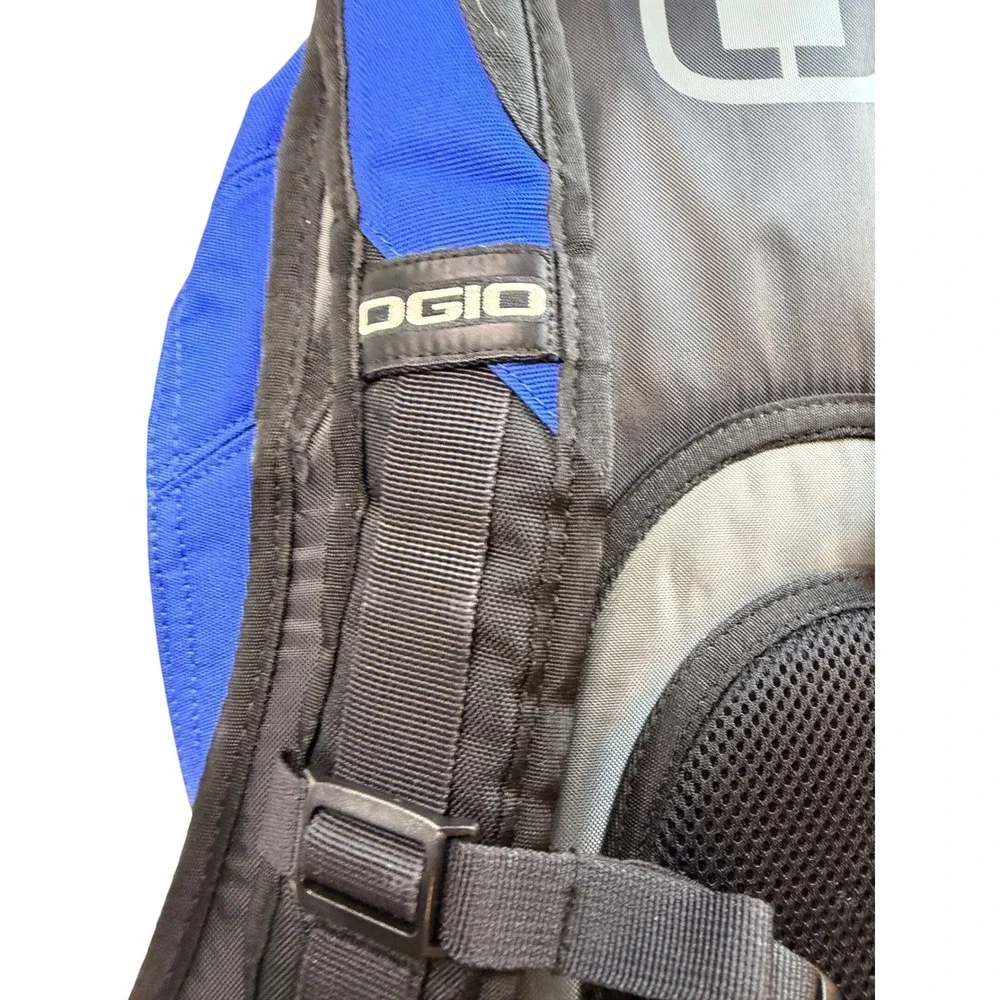 OGIO Blue Black Laptop Backpack Organizer Audio Port Bracco Embroidered Tech Bag